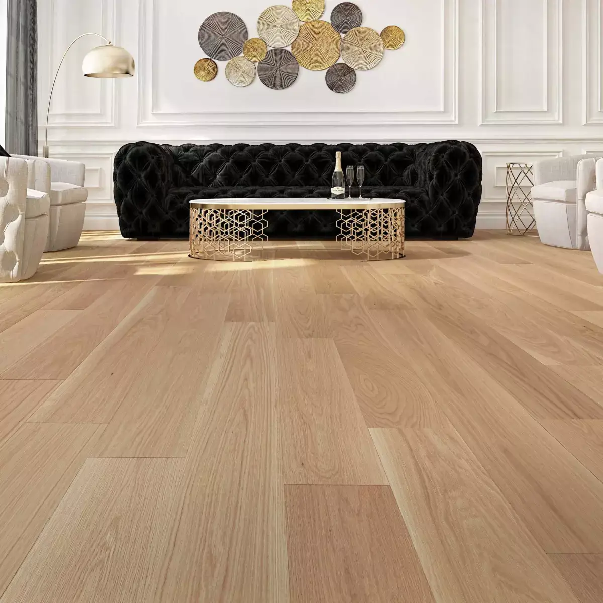 Wide plank hardwood flooring